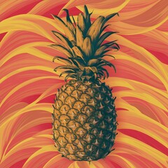 seamless pattern with yellow pineapple