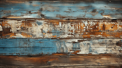 Rustic Wooden Planks with Peeling Paint: Vintage Background Texture. Generative AI

