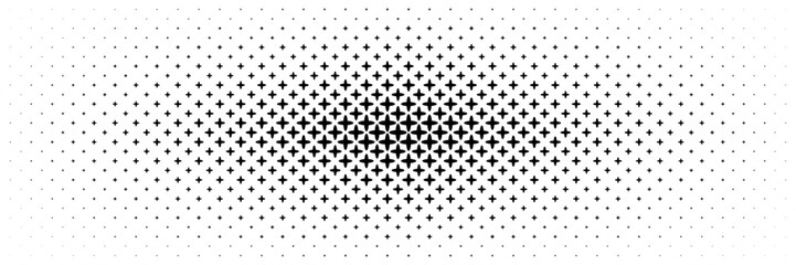 horizontal halftone from middle of black oval cross and oval plus design for pattern and background.