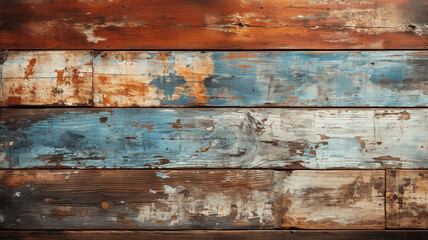 Rustic Wooden Planks with Peeling Paint: Vintage Background Texture. Generative AI