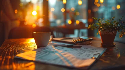 Foto op Plexiglas Caffeine meets finance cafe background © Thanapipat