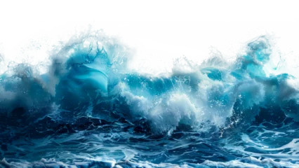 Foto auf Glas Curling blue ocean wave on transparent background - stock png. © Volodymyr