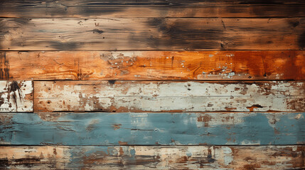 Rustic Wooden Planks with Peeling Paint: Vintage Background Texture. Generative AI