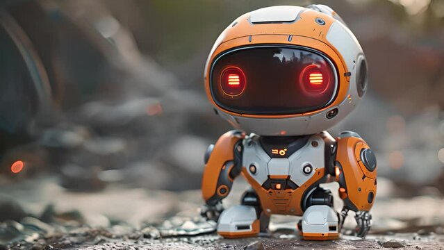 Pocket-sized helper: Small robot baby in action.