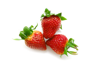 ripe red strawberries on a white background - 763094821