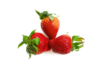 ripe red strawberries on a white background - 763094840
