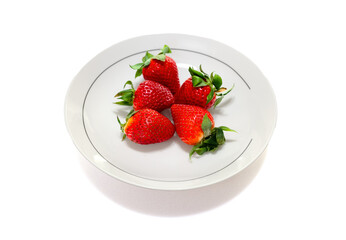 ripe red strawberries on a white background - 763094865
