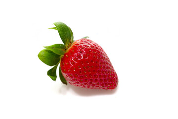 ripe red strawberries on a white background - 763095033