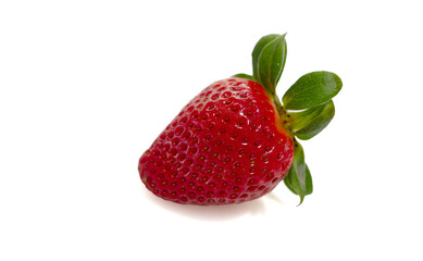 ripe red strawberries on a white background - 763095054