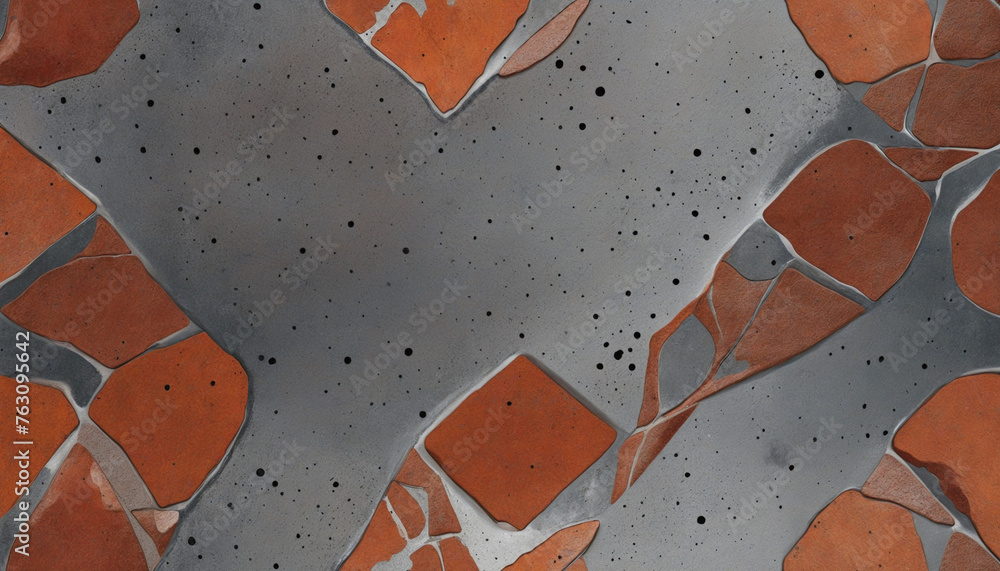 Poster combining rust red and iron gray in an abstract futuristic texture isolated on a transparent backgro