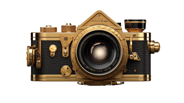 old photo camera isolated on transparent background