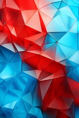 Obraz premium A vibrant abstract background featuring a mix of red, white, and blue colors. The design includes repeating polygons that enhance the overall visual appeal
