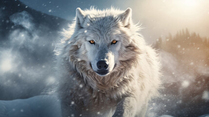 White fantasy wolf the hero of a captivating novel