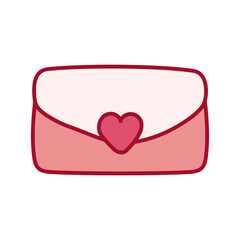 Valentine Heart Envelope Icon. Envelope and heart shape. Love Letter. Valentine's day icon. Giving love mail. Mail in flat style. Vector illustration 