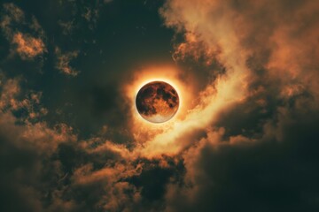 Total solar eclipse with fog, solar eclipse