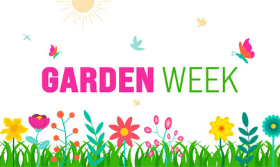 April is Garden Week background template. Holiday concept. use to background, banner, placard, card, and poster design template with text inscription and standard color. vector illustration.