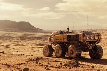 Mars rover on Planet Mars, mountains of mars