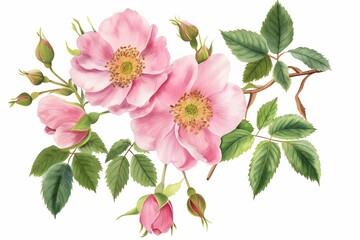 wild rose aromatic oil on white background, cosmetic product, exquisite ingredient for perfumes and cosmetic