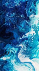 Obraz premium Abstract blue and white fluid art
