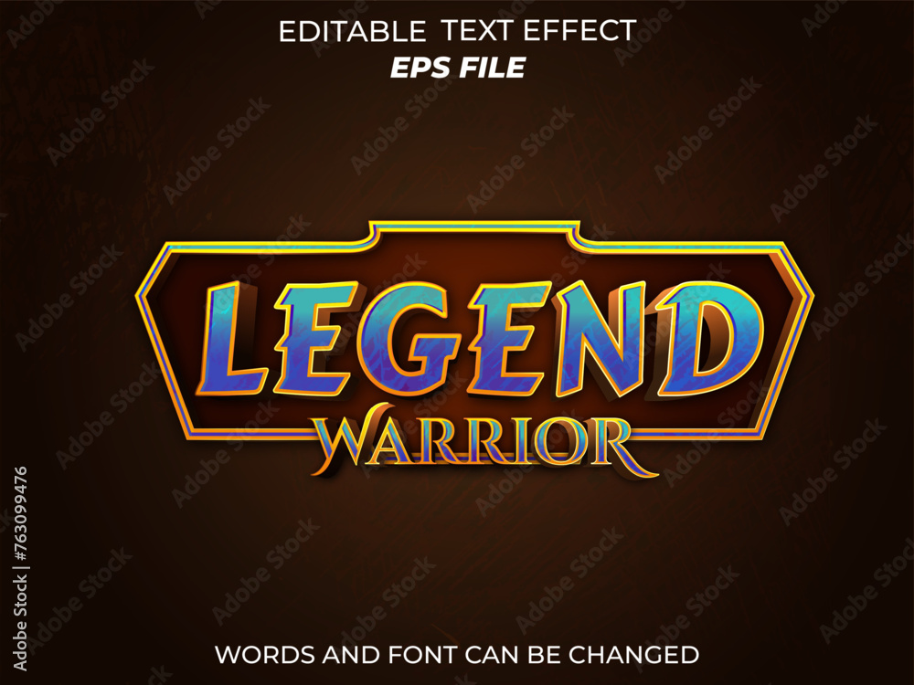 Poster legend text effect, font editable, typography, 3d text for medieval fantasy rpg games. vector templa