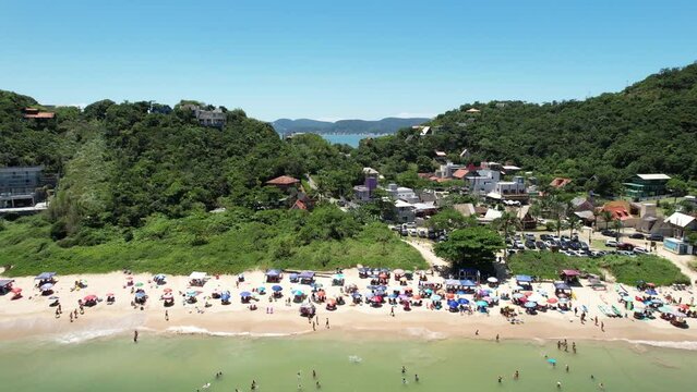 drone from mullet beach in the city of bombinhas santa catarina brazil - praia da tainha