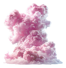 Surreal pink and blue clouds formation on transparent background - stock png.