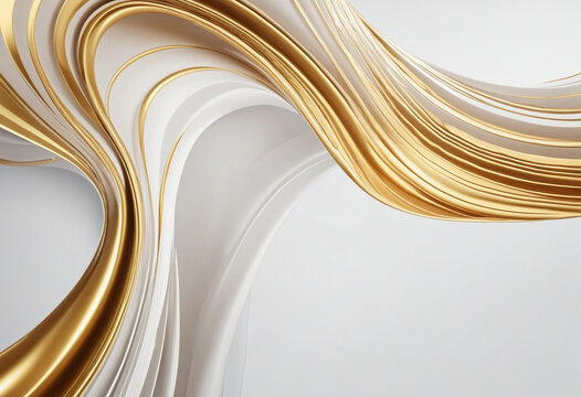 Abstract art white and golden wavy gradient background