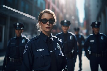 female police officer on a city street Generative AI