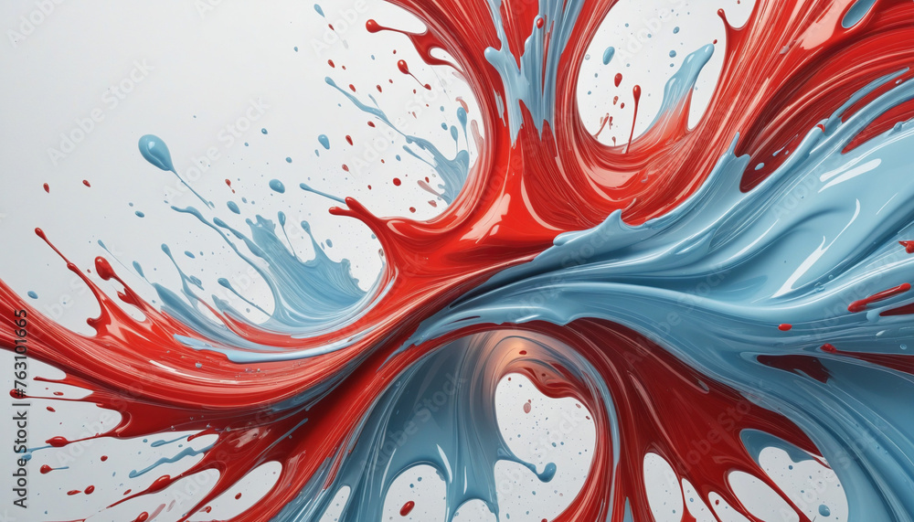 Poster combining flaming red and frosty blue in an abstract futuristic texture isolated on a transparent ba