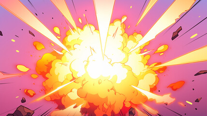 Hand drawn cartoon explosion element scene illustration background
