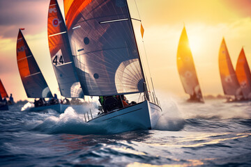 Competitions on yachts, sailing regatta.