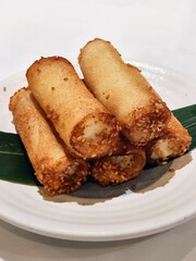 Fried milk rolls Dim Sum Chinese style