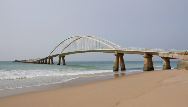 Bridge over the Sea HD 8K wallpaper Stock Photographic Image