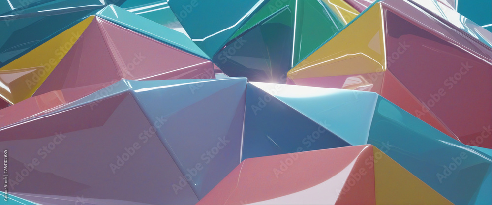 Poster abstract polygon in shiny glossy transparent surface texture digital wave form modern futuristic con