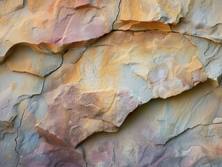 The rough, rugged surface of natural sandstone, highlighting the variations in color and form,