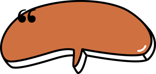 Colorful pastel orange color speech bubble balloon with quotation marks, icon sticker memo keyword planner text box banner, flat png transparent element design