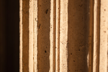 The fluted design of the Corinthian columns at the Palace of Fine Arts in San Francisco, California.