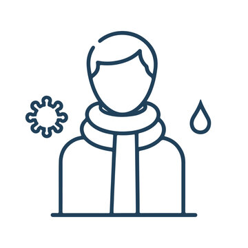 Vector image of a sick person, flat icon. Virus icon.