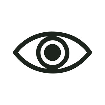 Vector simple image of an eye, in a linear style, black on a white background.
