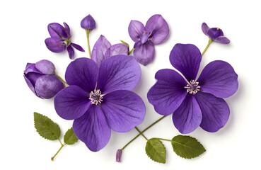 Purple flowers , cut out on white background - Powered by Adobe