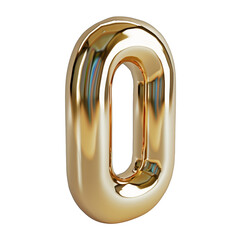 A gold colored number 0 with a hole in the middle
