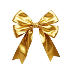 A gold ribbon is tied in a bow