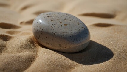 Zen stone on the beach with sand as background