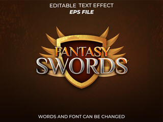 fantasy sword text effect, font editable, typography, 3d text for medieval fantasy rpg games. vector template