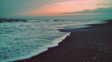 Twilight seashore with gentle waves