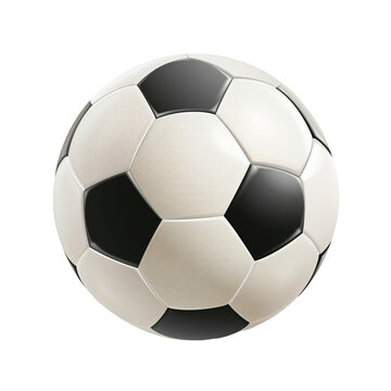 A soccer ball with black and white stripes
