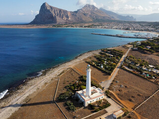 aerial view of the lighthouse of San Vito lo Capo, Sicily