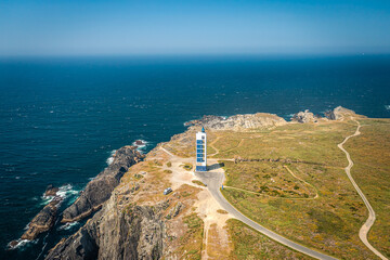 Aerial View Over Faro de Punta Frouxeira, Valdoviño, Galicia, Province of A Coruña, Spain