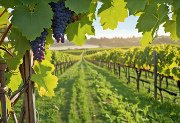 Banner with vineyards, time to crop the grapes