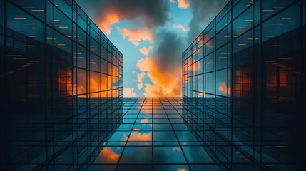 Foto op Canvas business office building from worm-eye-view perspective look up to the sky, modern city metropolis abstract background, Generative Ai © QuietWord